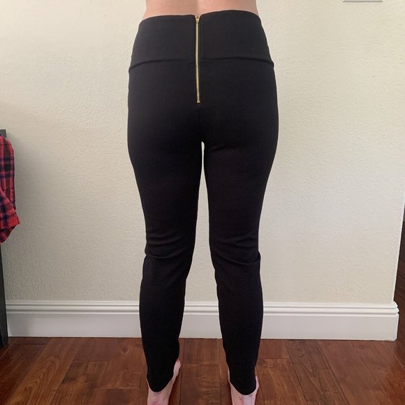 bebe Women's Tuxedo Black Tapered Leg Back Zip Flat Front Dress Pants Size L - Picture 11 of 11